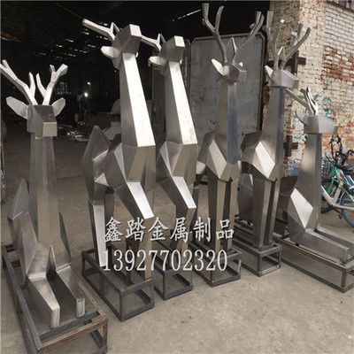 抽象幾何不銹鋼梅花鹿雕塑 建筑空間的藝術(shù)點睛之筆